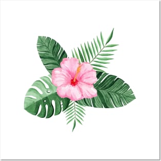 Pink Hibiscus Posters and Art